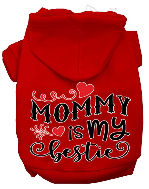 Mommy is my Bestie Screen Print Dog Hoodie Red XXXL